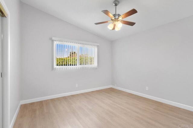 6065 Zora St, La Mesa, CA 91942 - unfurnished room with light wood-style floors, lofted ceiling, ceiling fan, and baseboards