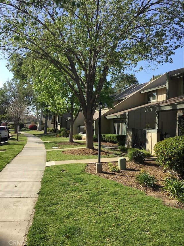 view of property's community with a yard