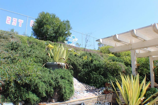 view of yard featuring a pergola