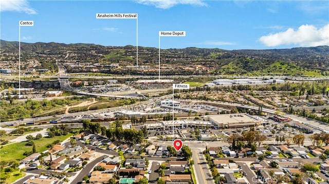 aerial view featuring a mountain view