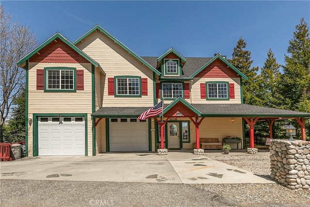 1251 Kodiak Dr, Lake Arrowhead, CA 92352 - view of front facade with driveway and an attached garage