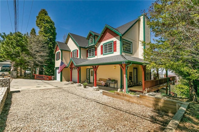1251 Kodiak Dr, Lake Arrowhead, CA 92352 - view of front of home featuring driveway and a chimney