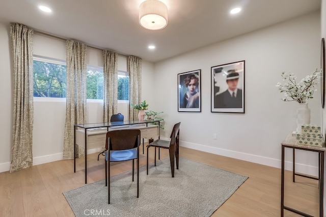 4903 Spencer St, Torrance, CA 90503 - office area featuring recessed lighting, light wood-type flooring, and baseboards