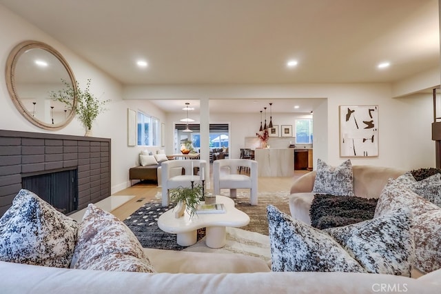 4903 Spencer St, Torrance, CA 90503 - living room with recessed lighting and a fireplace