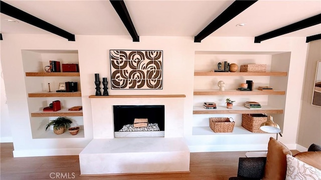 4903 Spencer St, Torrance, CA 90503 - living area with baseboards, built in features, and wood finished floors