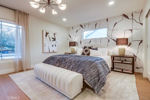 4903 Spencer St, Torrance, CA 90503 - bedroom featuring light wood finished floors, baseboards, an inviting chandelier, and recessed lighting