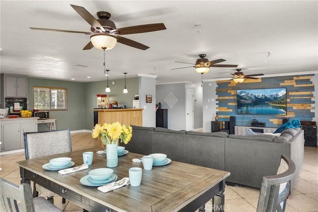 88611/2 Los Coches Rd, Lakeside, CA 92040 - dining room with a ceiling fan, ornamental molding, and light tile patterned floors