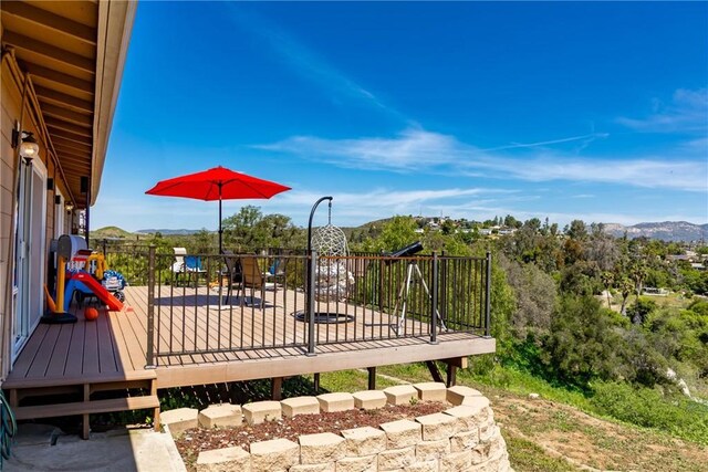 88611/2 Los Coches Rd, Lakeside, CA 92040 - view of patio with a deck with mountain view