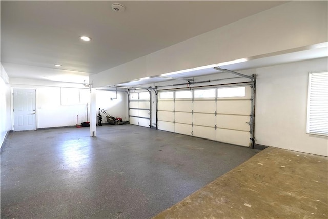 garage featuring recessed lighting