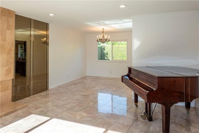 18410 Alexander Ave, Cerritos, CA 90703 - unfurnished room with a chandelier and recessed lighting