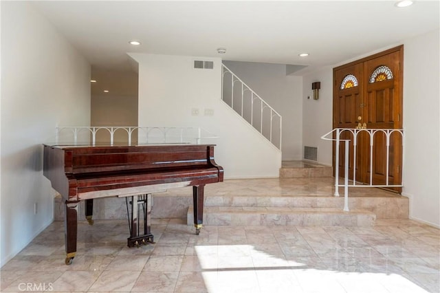 18410 Alexander Ave, Cerritos, CA 90703 - foyer entrance with stairs, recessed lighting, and light marble finish flooring