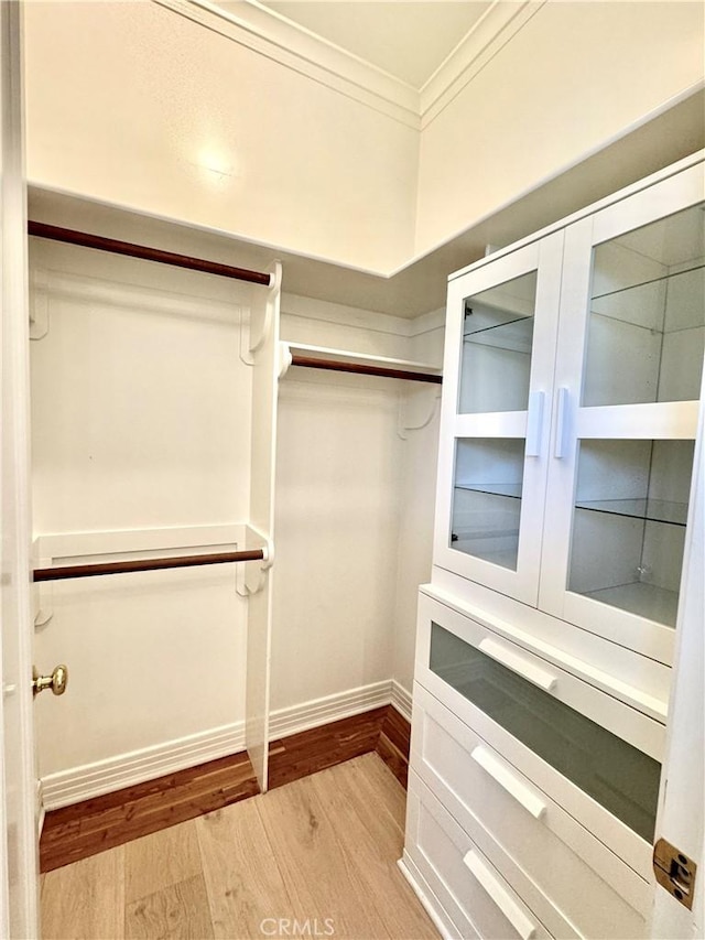 spacious closet with wood finished floors