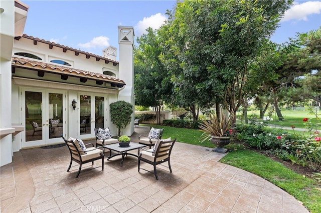 view of patio / terrace featuring french doors
