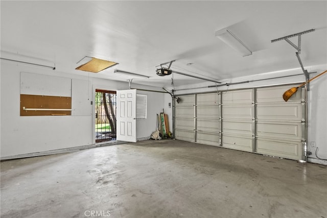 garage with a garage door opener