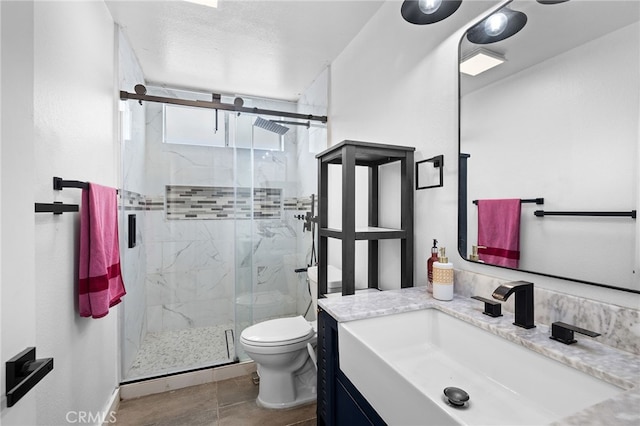 1212 Goldenview Dr, Corona, CA 92882 - bathroom featuring toilet, a marble finish shower, and vanity