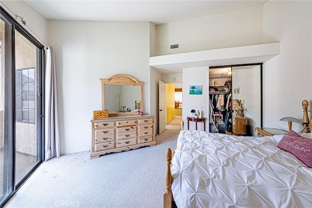 22933 Estoril Dr Unit 1, Diamond Bar, CA 91765 - bedroom with visible vents, a closet, carpet floors, vaulted ceiling, and access to exterior