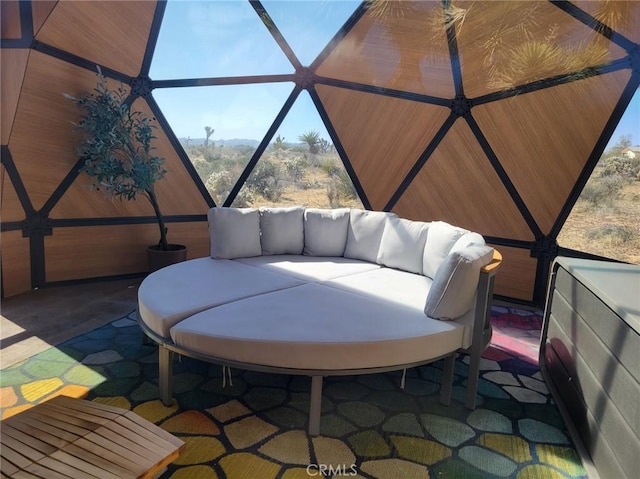 3667 Lucerne Vista Ave, Yucca Valley, CA 92284 - view of patio with a lanai and an outdoor living space