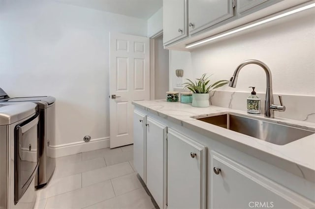 14043 Shepherd Dr, Rancho Cucamonga, CA 91739 - laundry area with separate washer and dryer, cabinet space, and light tile patterned flooring