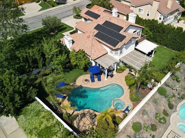 14043 Shepherd Dr, Rancho Cucamonga, CA 91739 - view from above of property featuring a pool area