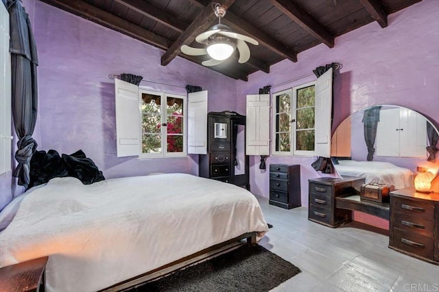 4210 Black Mountain Rd, La Mesa, CA 91941 - bedroom with wood ceiling and ceiling fan