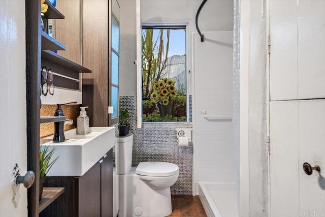 4210 Black Mountain Rd, La Mesa, CA 91941 - bathroom featuring a shower stall and tile walls