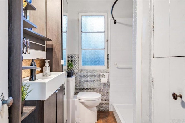 4210 Black Mountain Rd, La Mesa, CA 91941 - full bathroom featuring tile walls, a shower, and vanity