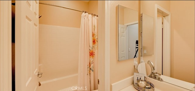 full bathroom with shower / bath combo