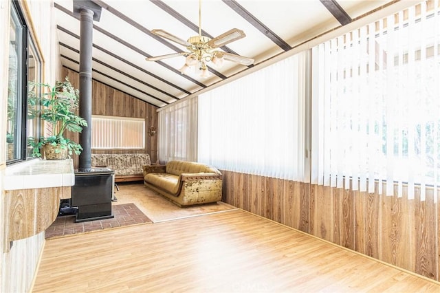 7040 Kenyon Ave, Hesperia, CA 92345 - sunroom featuring a wood stove