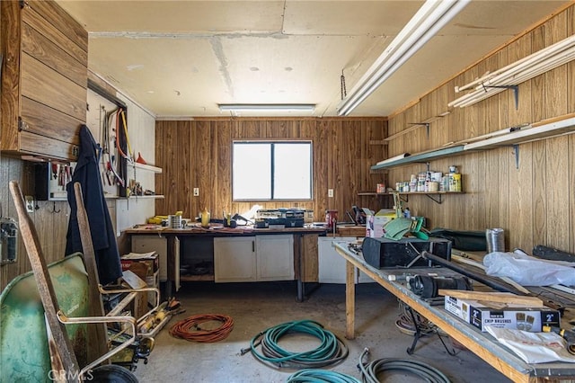 7040 Kenyon Ave, Hesperia, CA 92345 - kitchen with open shelves and unfinished concrete flooring