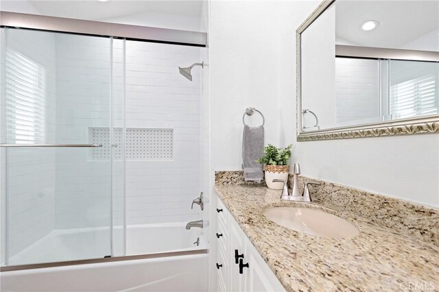 916 E Oceanfront, Newport Beach, CA 92661 - full bath with vanity, combined bath / shower with glass door, and recessed lighting