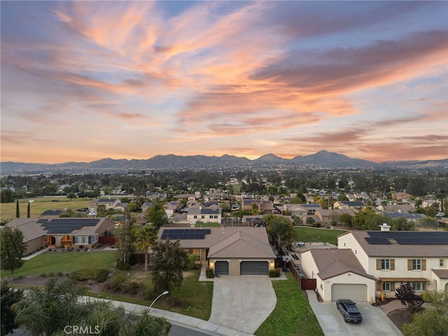 property view of mountains with a residential view