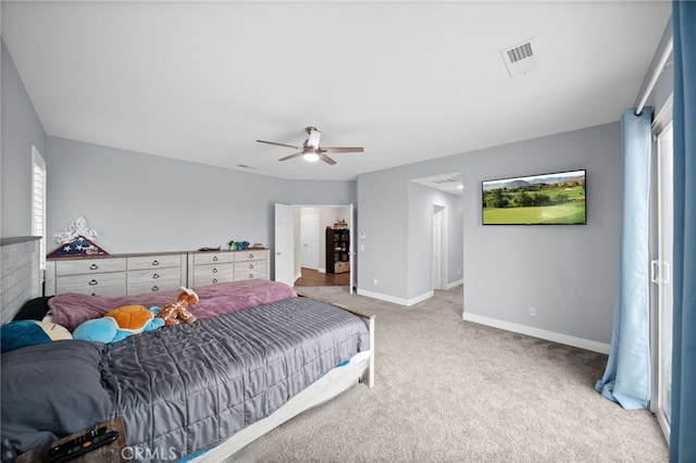 20536 Black Walnut Ct, Wildomar, CA 92595 - bedroom with carpet, baseboards, multiple windows, and a ceiling fan