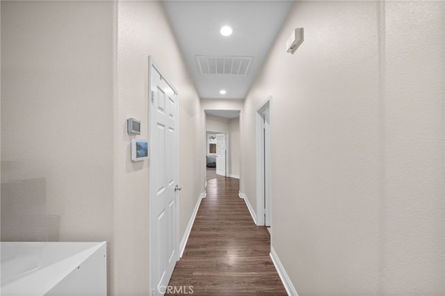 20536 Black Walnut Ct, Wildomar, CA 92595 - hallway featuring recessed lighting, dark wood-style flooring, and baseboards