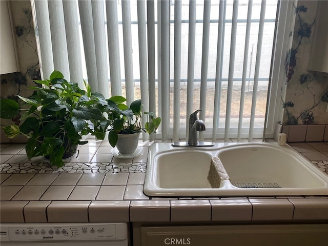 room details with a sink and tile counters