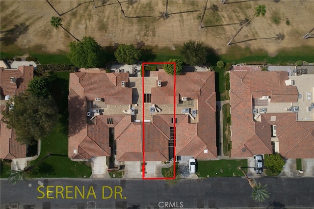263 Serena Dr, Palm Desert, CA 92260 - aerial perspective of suburban area with property parcel outlined