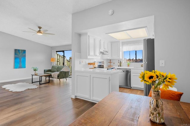 5170 Clairemont Mesa Blvd Unit 27, San Diego, CA 92117 - kitchen with stainless steel appliances, healthy amount of natural light, light wood finished floors, and open floor plan