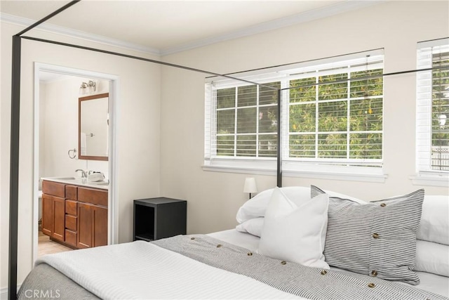 19201 Barrett Ln, North Tustin, CA 92705 - bedroom featuring ornamental molding and ensuite bathroom