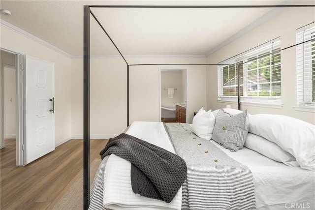 19201 Barrett Ln, North Tustin, CA 92705 - bedroom with wood finished floors and crown molding