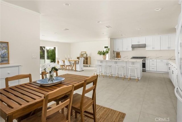 19201 Barrett Ln, North Tustin, CA 92705 - dining room with recessed lighting and light tile patterned floors