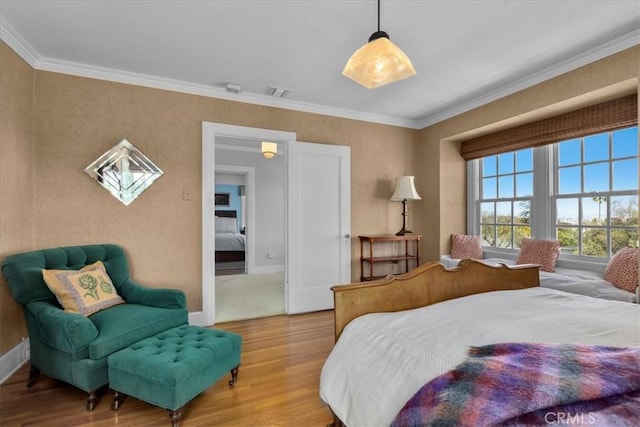 1239 S Patton Ave, San Pedro, CA 90731 - bedroom with wood finished floors and crown molding