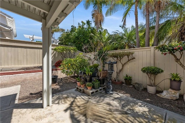 view of patio featuring a fenced backyard