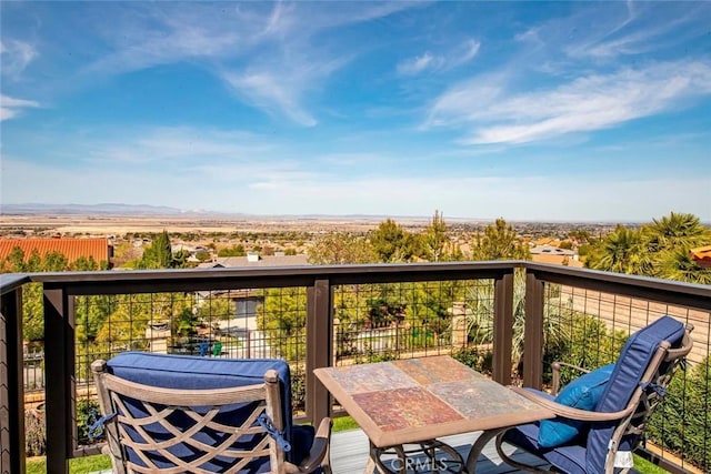 balcony featuring a mountain view