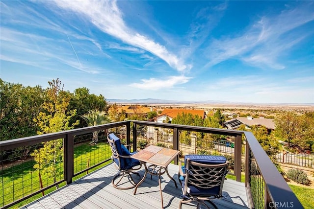 deck featuring a mountain view
