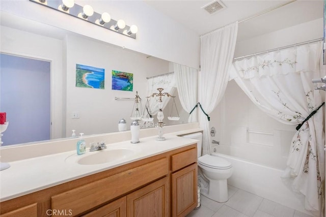 3594 N Verbena, Rialto, CA 92377 - bathroom with vanity, shower / tub combo with curtain, and tile patterned flooring