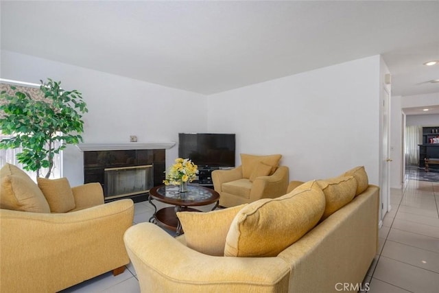 3594 N Verbena, Rialto, CA 92377 - living area featuring a fireplace, light tile patterned flooring, and recessed lighting