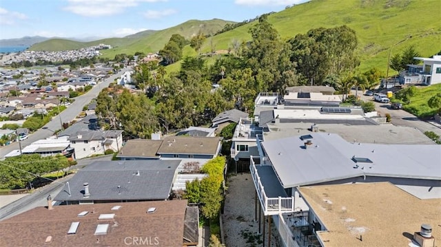 drone / aerial view with a mountain view and a residential view