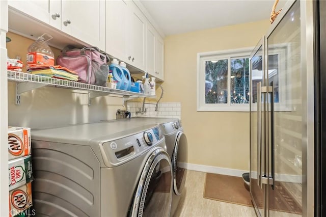 1460 E Glenoaks Blvd, Glendale, CA 91206 - laundry room featuring cabinet space, independent washer and dryer, and wood finished floors