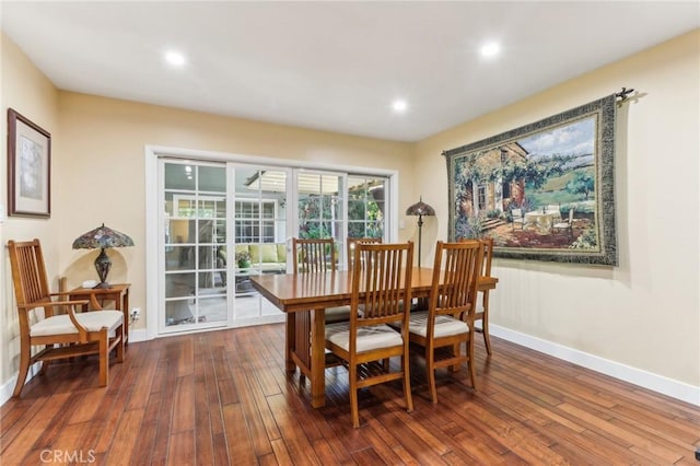1460 E Glenoaks Blvd, Glendale, CA 91206 - dining room with dark wood-style flooring, baseboards, and recessed lighting