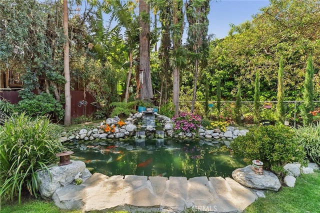 1460 E Glenoaks Blvd, Glendale, CA 91206 - view of yard with a garden pond