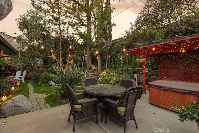 1460 E Glenoaks Blvd, Glendale, CA 91206 - view of patio / terrace with a hot tub and outdoor dining area